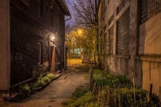 Ночные улицы Забже, Польша.