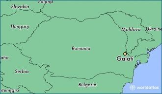 Галац на карте Румынии.