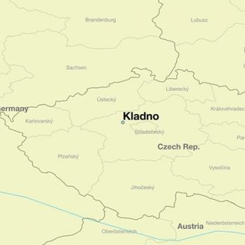 Город&nbsp;Кладно на карте Чехии.