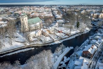 Евле, вид на город с высоты птичьего пол