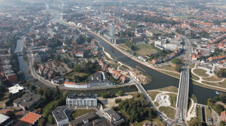 Город Кортрейк с высоты птичьего полета.