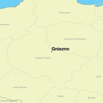 Город&nbsp;Гнезно на карте Польши