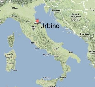 Урбино на карте Италии.