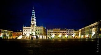 Ночной город Замосць