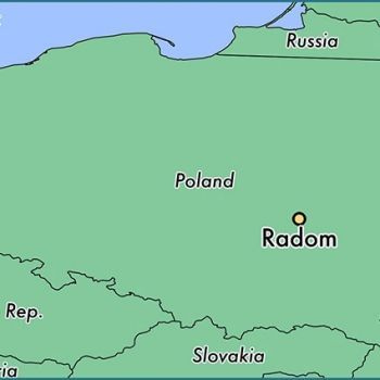 Город Радом на карте Польши.