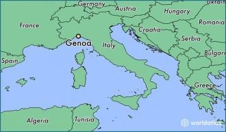 Генуя на карте Италии.