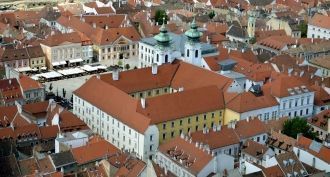 Город Дьёр с высоты.