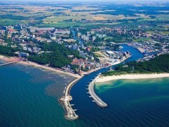 Город Колобжег с высоты.