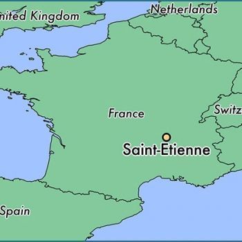 Город Сент-Этьен на карте Франции.