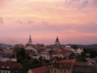 Закат в городе Шумперк.