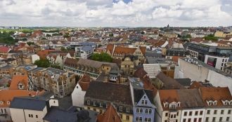 Город Халле с высоты.