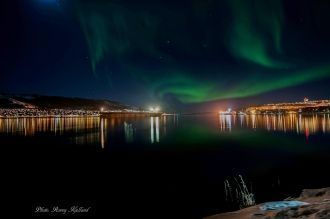 Северное сияние. Панорама ночного Нарвик