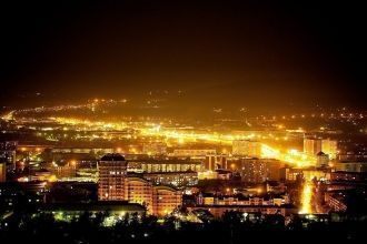 Вид на ночной Улан-Удэ.