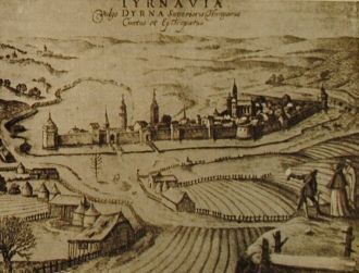 Город Трнава. Гравюра XVI в.