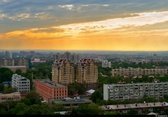 Город Шымкент с высоты.