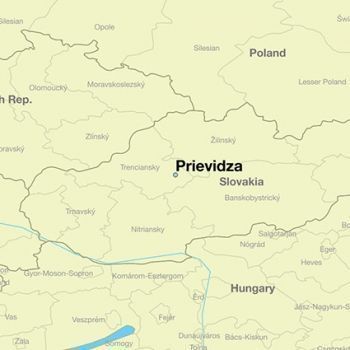 Прьевидза на карте Словакии