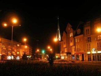 Ночные улицы города Свиноуйсьце.