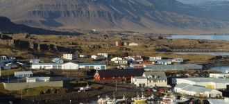 Город Акранес с высоты.