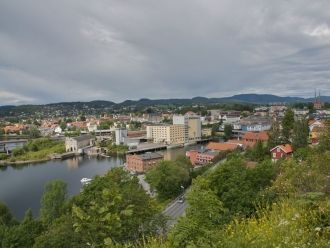 Город Шиен Норвегия с высоты.