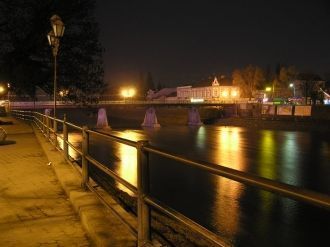 Вид на ночной Ужгород.