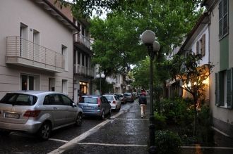 Улица Каттолики во время дождя.