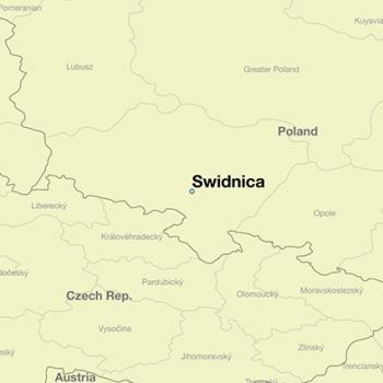 Город&nbsp;Свидница на карте Польши.