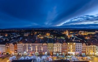 Ночной город Свидница.