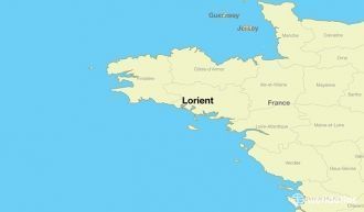 Лорьян на карте Франции.