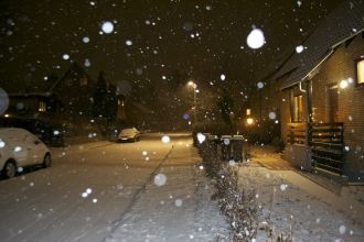 Дания. Хиллерёд. Ночь. Снег.