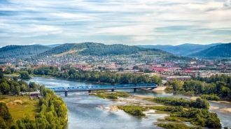 Город Междуреченск с высоты.