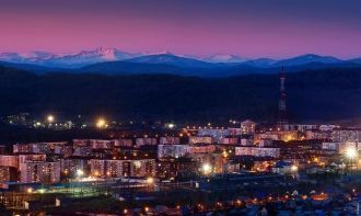 Город Междуреченск ночью.