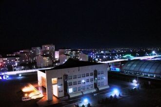 Ночные улицы Талдыкоргана, Казахстан.