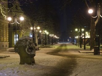 Ночное фото. Алея города&nbsp;Бржецлав.