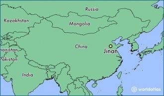 Цзинань на карте Китая.