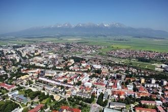 Город Попрад с высоты.