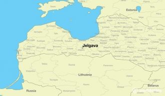 Елгава на карте Латвии.
