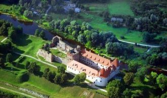 Город Бауска с высоты.