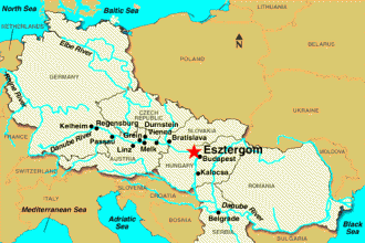Эстергом на карте Венгрии.