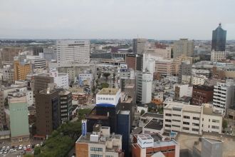 Город Тояма с высоты.