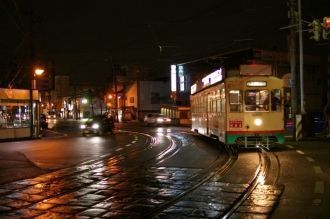 Город Тояма ночью.