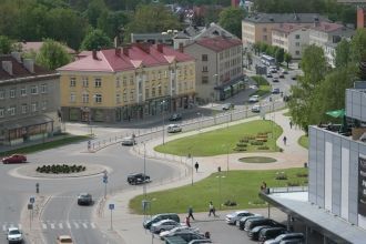 Город Валмиера с высоты птичьего полета.