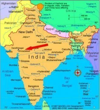 Ахмадабад на карте Индии.