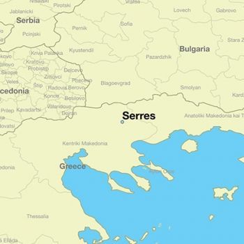 Город Серре на карте Греции.