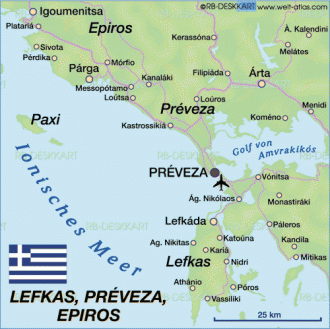 Превеза на карте Греции.