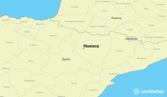 Уэска на карте Испании.