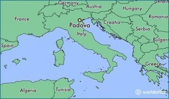 Падуя на карте Италии