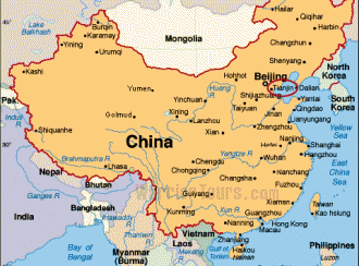 Тяньцзинь на карте Китая.