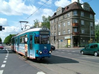 Трамвай на улицах Вюрцбурга.
