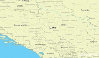 Город&nbsp;Ужице на карте Сербии.
