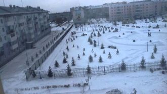 Зимний город Белово с высоты.
